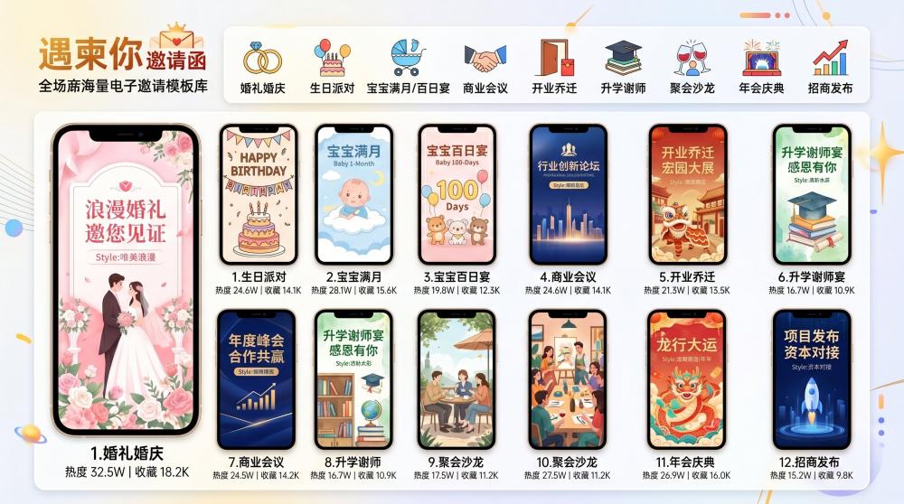 告别熬夜写请柬文案！全成品电子请柬，零基础一键直发